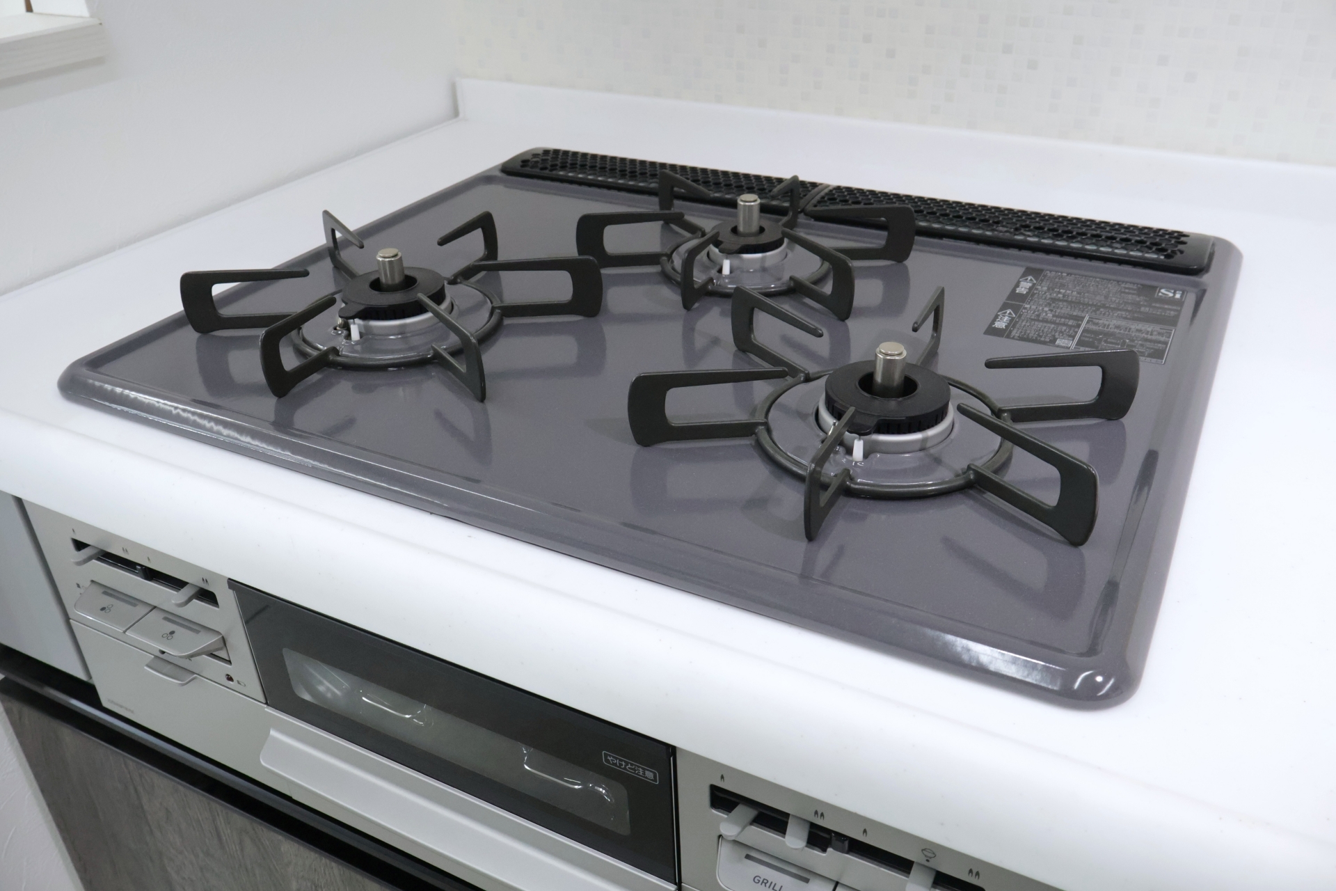 3口のビルトインガスコンロ