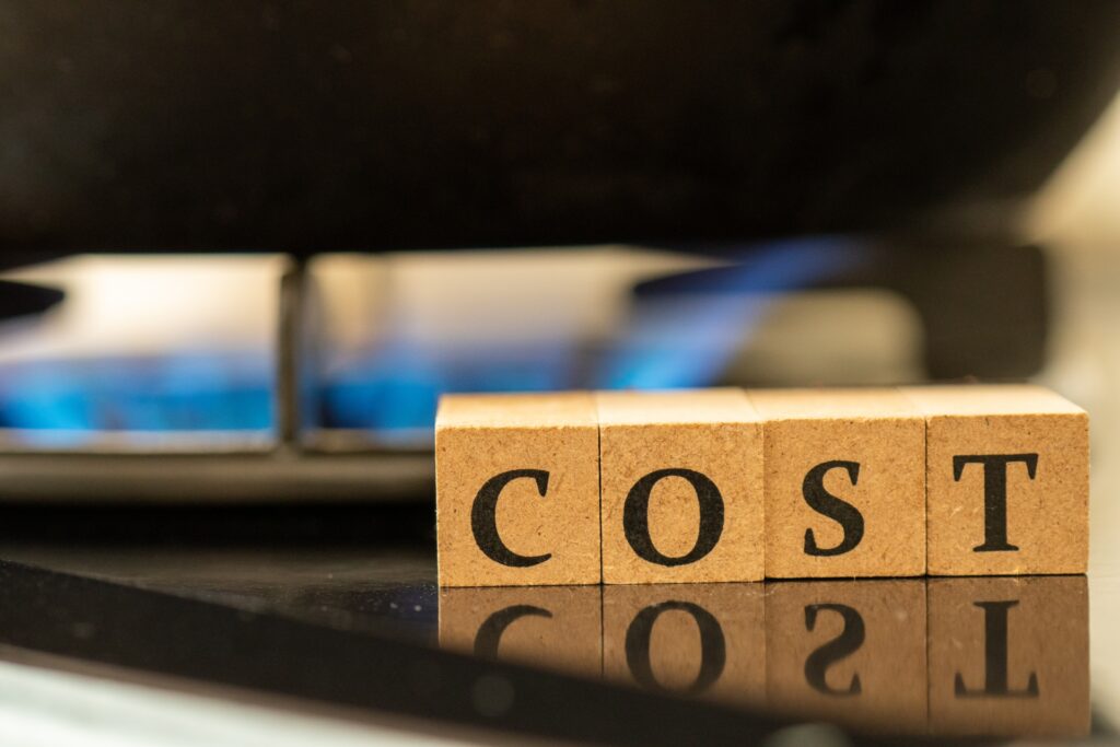 ガスコンロの青い炎